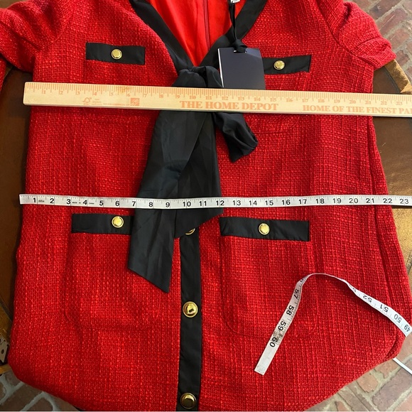 Tuckernuck POMANDER PLACE Red Coco Tweed Bow Dress size L NWT old money - Picture 6 of 8